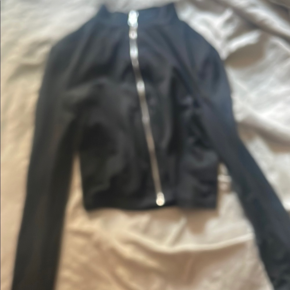 SHEIN Black Bomber Jacket with Silver Zipper